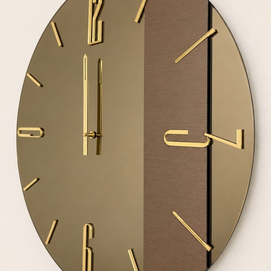 Grande orologio mantra 80cm vetro bronzo da parete design moderno